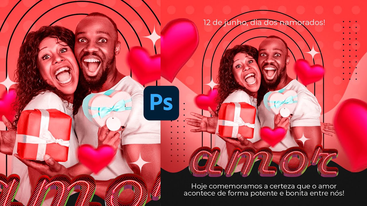 Como criar ARTE para DIA DOS NAMORADOS no Photoshop