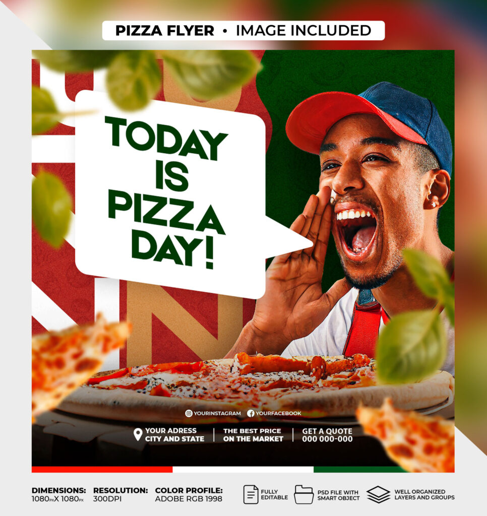 PSD food menu and delicious pizza social media banner template. instagram and facebook